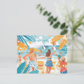 Fun Beach Scene Illustratie Party Uitnodiging Briefkaart (Staand voorkant)