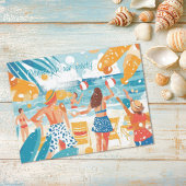 Fun Beach Scene Illustratie Party Uitnodiging Briefkaart