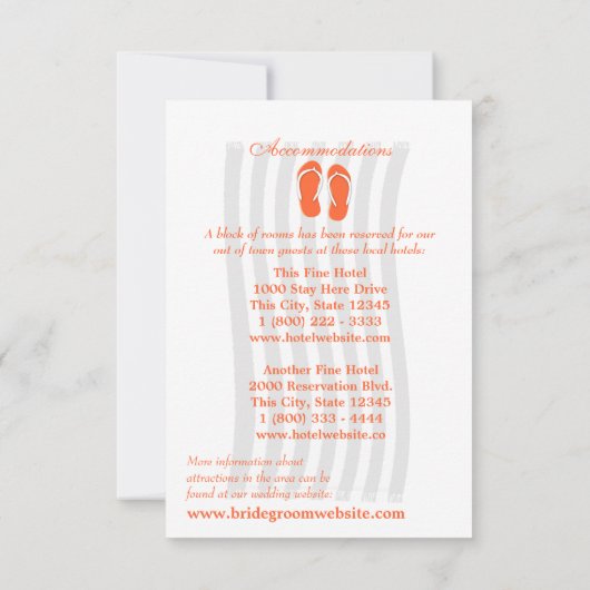 Fun Beach Teenslippers Oranje bruiloft Interary Kaart (Achterkant)