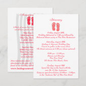 Fun Beach Teenslippers Roze bruiloft Interary Informatiekaartje (Voorkant / Achterkant)