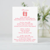 Fun Beach Teenslippers Roze bruiloft Interary Informatiekaartje (Staand voorkant)