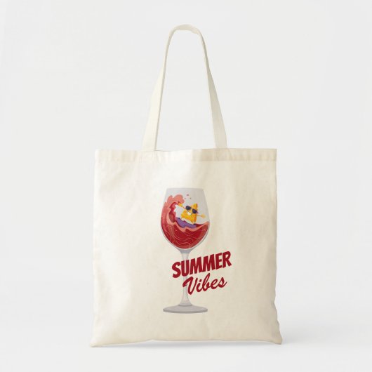 Fun Beach Vacation Summer Vibes Eten woordspeling Tote Bag (Voorkant)
