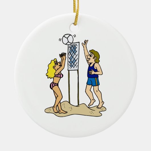 Fun Beach Volleyball Keramisch Ornament (Voorkant)