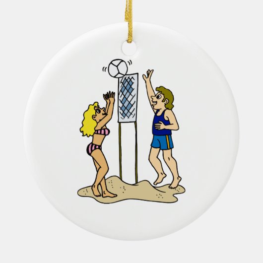 Fun Beach Volleyball Keramisch Ornament (Achterkant)