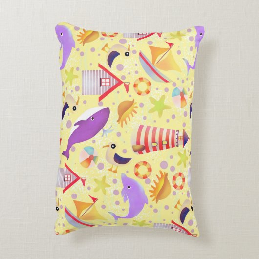 Fun Beach Yellow Accent Kussen (Achterkant (Verticaal))