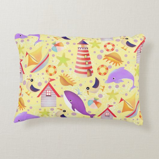 Fun Beach Yellow Accent Kussen (Achterkant)