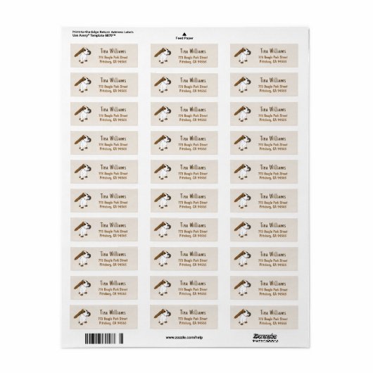 Fun Beagle Dog Return Address Labels (Full Sheet)