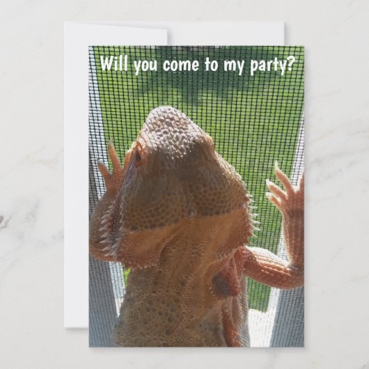 Fun Bearded Dragon Birthday Party Invitation Kaart (Voorkant)