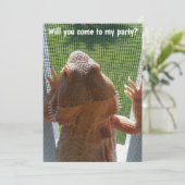 Fun Bearded Dragon Birthday Party Invitation Kaart (Staand voorkant)