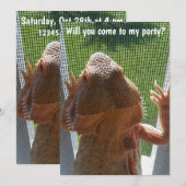 Fun Bearded Dragon Birthday Party Invitation Kaart (Voorkant / Achterkant)