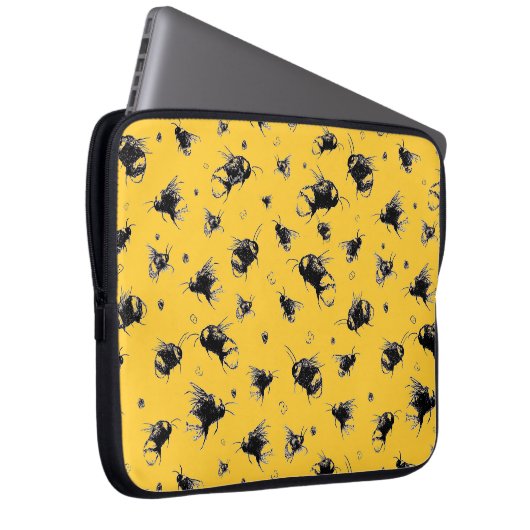 Fun Bee Laptop Hoesje | Verjaardagscadeau voor haa Laptop Sleeve (Voorkant Rechts)