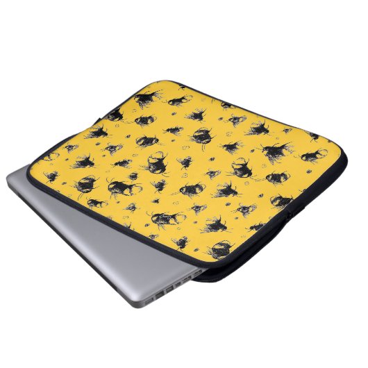 Fun Bee Laptop Hoesje | Verjaardagscadeau voor haa Laptop Sleeve (Voorkant onderkant)
