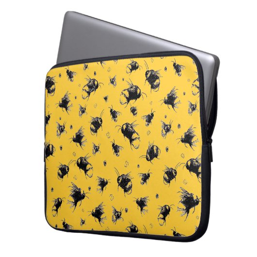 Fun Bee Laptop Hoesje | Verjaardagscadeau voor haa Laptop Sleeve (Voorkant Links)