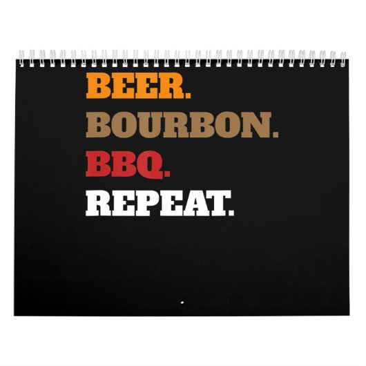 Fun Beer Bourbon Bbq Herhaalt Mannen Vrouwen Nieuw Kalender (Hoes)