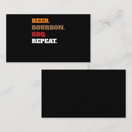 Fun Beer Bourbon Bbq Herhaalt Mannen Vrouwen Nieuw Klantenkaartje (Voorkant / Achterkant)