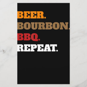 Fun Beer Bourbon Bbq Repeat Men Women Novelty Art Briefpapier