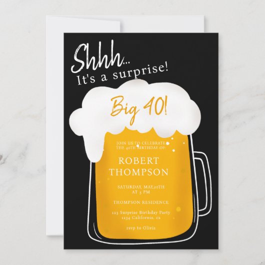 Fun Beer pint zwarte verrassing veertig jaar Kaart (Voorkant)