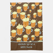 Fun Beer Snob Pattern on Brown and Blue Theedoek (Verticaal)