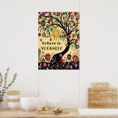 Fun "Believe in jezelf" - Goedaardige boomklasloka Poster (Keuken)