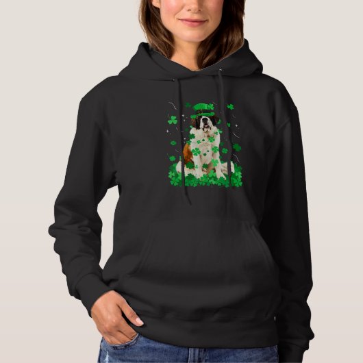 Fun Bernard Dog St Patrick S Day Irish Shamrock Hoodie (Voorkant)