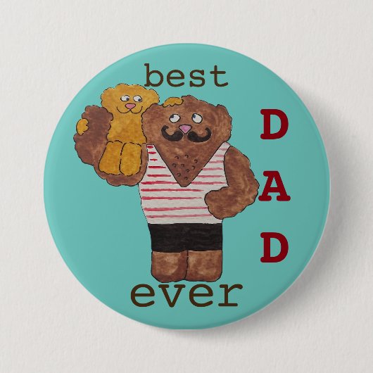 Fun Best Dad Ever Circus Strongman Dad Beer Ronde Button 7,6 Cm (Voorkant)
