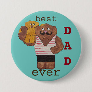 Fun Best Dad Ever Circus Strongman Dad Beer Ronde Button 7,6 Cm