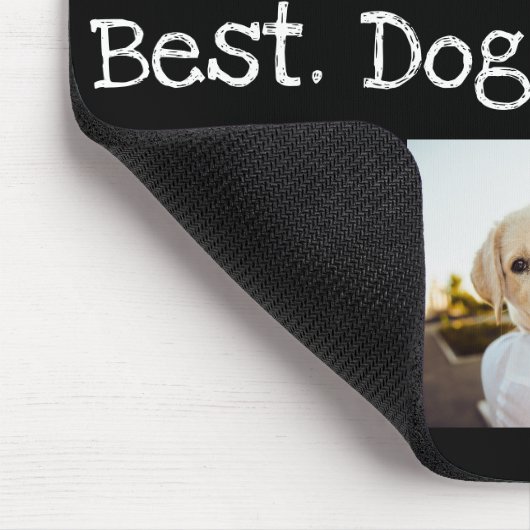 Fun Best Dog Pap Oog 6 Foto Collage Black White Muismat (Hoek)