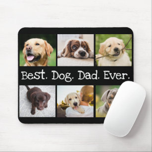 Fun Best Dog Pap Oog 6 Foto Collage Black White Muismat