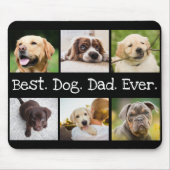Fun Best Dog Pap Oog 6 Foto Collage Black White Muismat (Voorkant)
