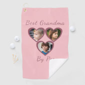 Fun Best Grandma van Par Pink Hearts 3 Kinder foto Golfhanddoek (Insitu)