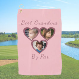 Fun Best Grandma van Par Pink Hearts 3 Kinder foto Golfhanddoek