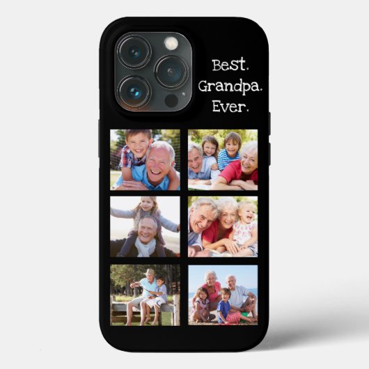 Fun Best Grandpa Ever 6 Photo Collage Black White Case-Mate iPhone Case (Achterkant)