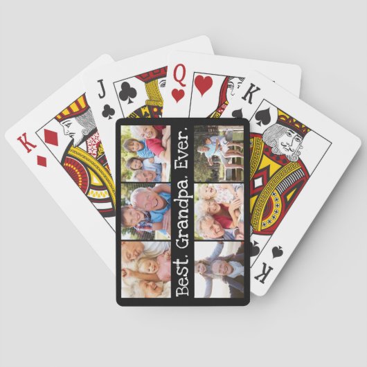 Fun Best Grandpa Ever 6 Photo Collage  Pokerkaarten (Achterkant)