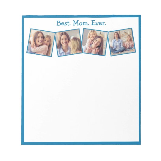 Fun Best Ma Ever 4 Photo Collage Blue Notitieblok (Voorkant)