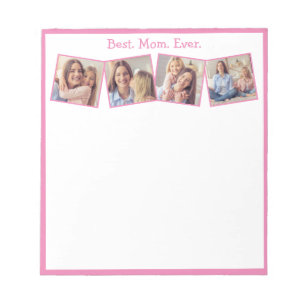 Fun Best Mam ooit 4 Foto Collage Pink Notitieblok
