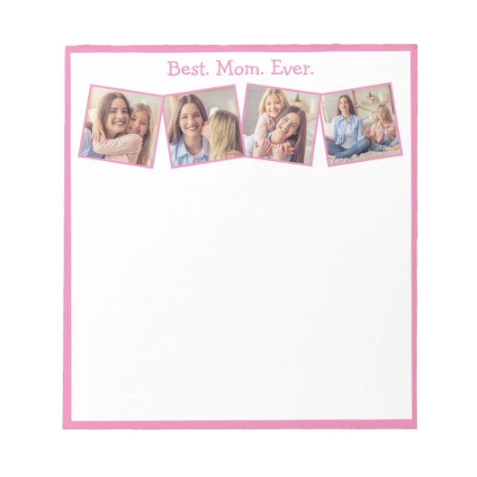 Fun Best Mam ooit 4 Foto Collage Pink Notitieblok (Voorkant)
