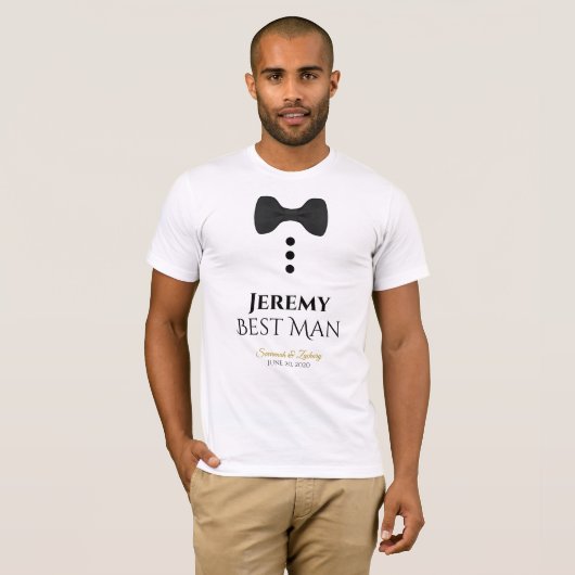 Fun Best Man Black Stropdas Wedding T-shirt (Voorkant volledig)