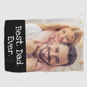 Fun Beste vader ooit Foto zwart Golfer, gepersonal Golfhanddoek (Horizontaal)