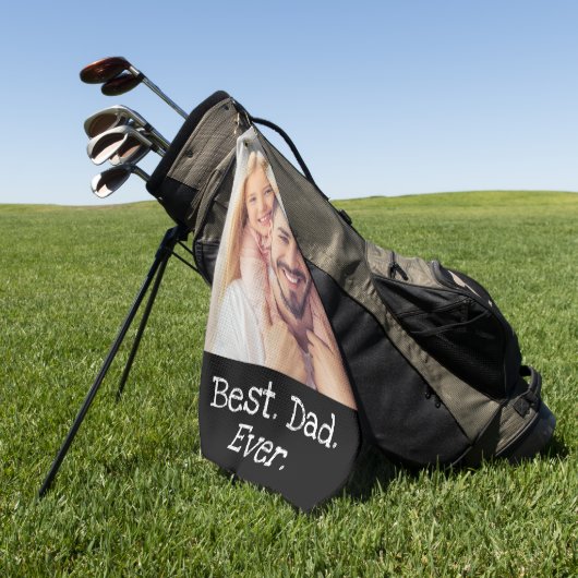 Fun Beste vader ooit Foto zwart Golfer, gepersonal Golfhanddoek (Groen)
