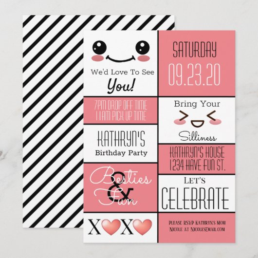 Fun Bestie's verjaardag Kaart (Voorkant / Achterkant)