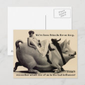 Fun BFF-humor-vriendschap lacht varkensfles vrouw Briefkaart (Voorkant / Achterkant)