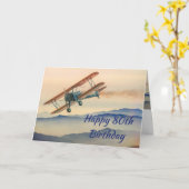 Fun-bi-Plane van één  model 80e verjaardag Kaart (Gele Bloem)