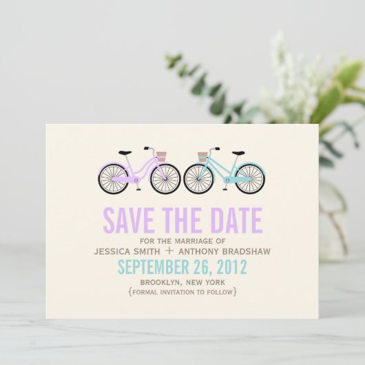 Fun Bicycles Weddenschap Save the Date (Staand voorkant)
