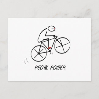 Fun Bicyclist Design with "Pedal Power" text Briefkaart