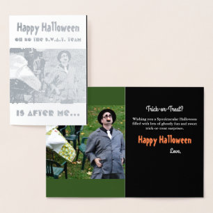 Fun Big Belly Gangster Halloween Silver Foil Kaart