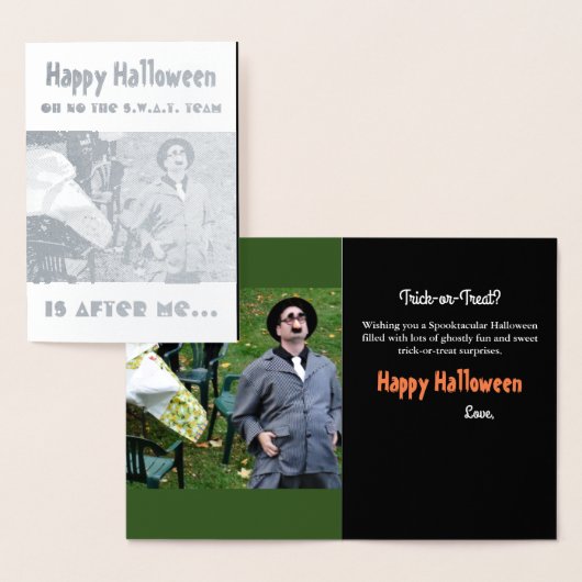 Fun Big Belly Gangster Halloween Silver Foil Kaart (Display)