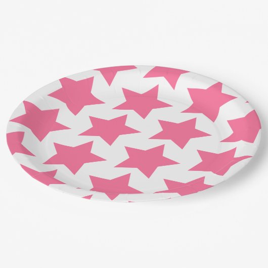 Fun, big hot-roze sterren patroon - Papieren Borde Papieren Bordje (Gekanteld)