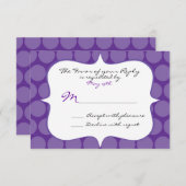Fun Big Paarse Polka Dots Weddenschap RSVP Reply C (Voorkant / Achterkant)