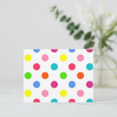 Fun big polka stipt red yellow green roze sinaasap briefkaart (Staand voorkant)