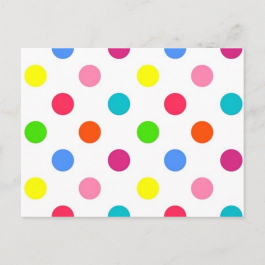 Fun big polka stipt red yellow green roze sinaasap briefkaart (Voorkant)